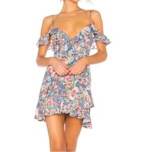 Majorelle salsa blue floral mini dress small